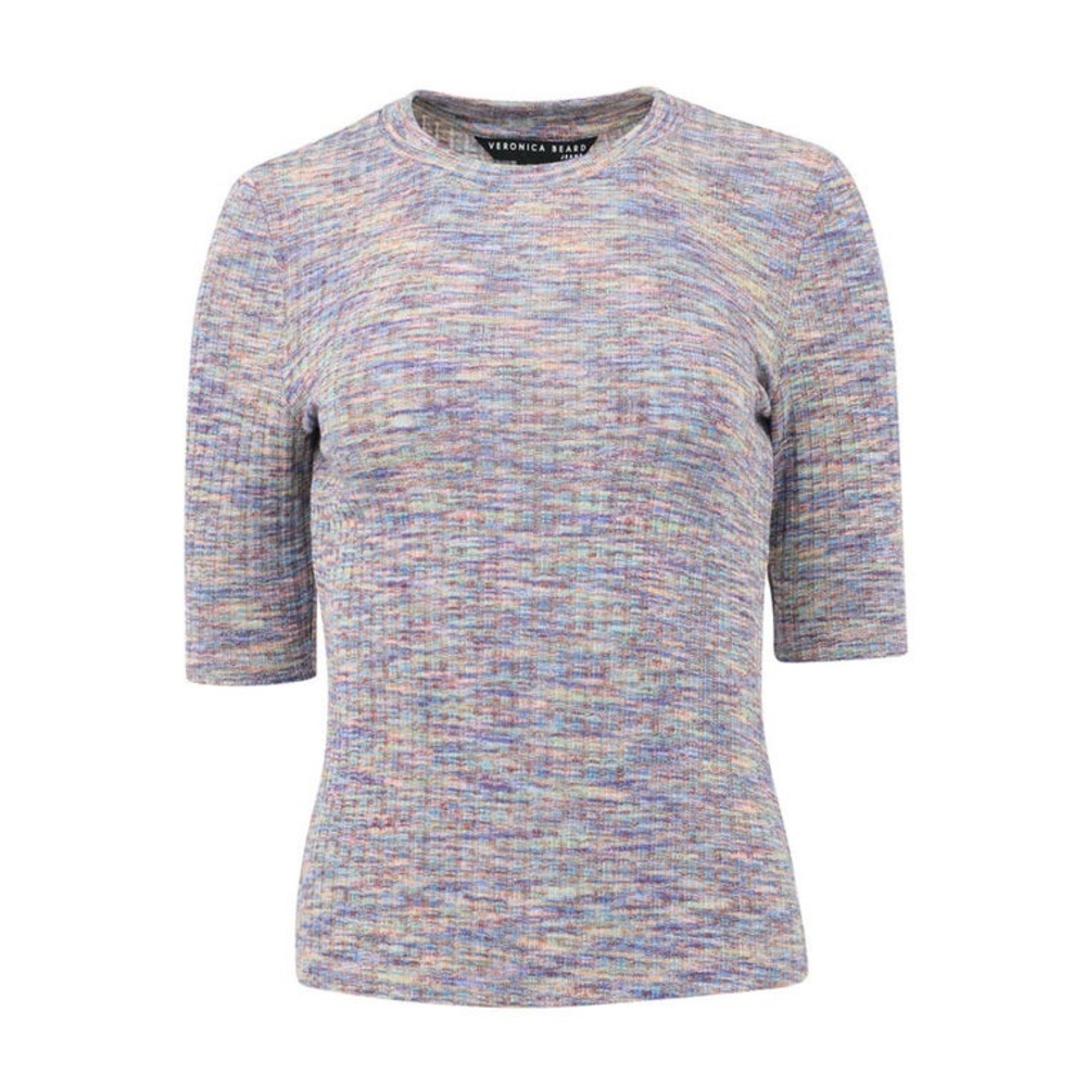 VERONICA BEARD Size M Larke Heathered Rib-Knit Tee Multicolor